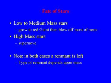 Fate of Stars