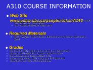 A310 COURSE INFORMATION