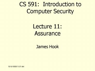 Lecture 11: Assurance