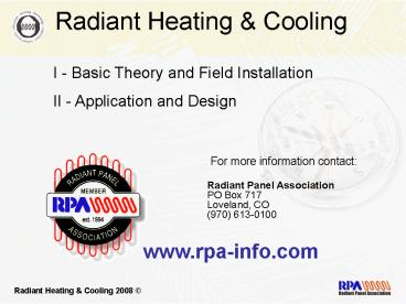 PowerPoint Presentation Radiant Basics Instructor Slides