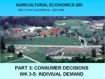 AGRICULTURAL ECONOMICS 200