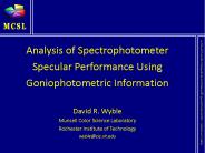 Analysis of Spectrophotometer