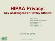 HIPAA Privacy: Key Challenges For Privacy Officers