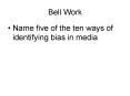 Bell Work PowerPoint PPT Presentation