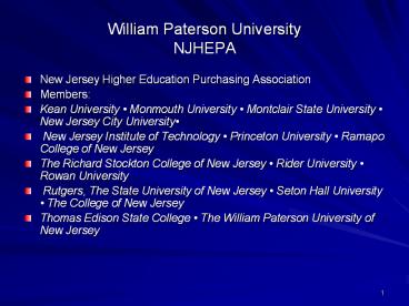 William Paterson University NJHEPA