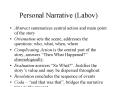 Personal Narrative Labov PowerPoint PPT Presentation