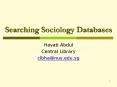 Searching Sociology Databases PowerPoint PPT Presentation