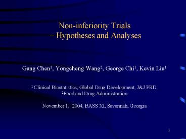 Noninferiority Trials Hypotheses and Analyses