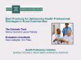 Best Practices for Addressing Health Professional Shortages in Rural Communities PowerPoint PPT Presentation