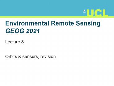 Environmental Remote Sensing GEOG 2021