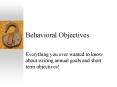Behavioral Objectives PowerPoint PPT Presentation