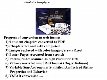 HandsOn Astrophysics