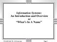 Information Systems: An Introduction and Overview or  PowerPoint PPT Presentation