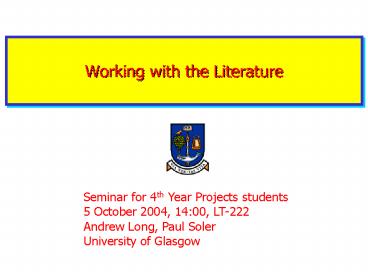 Working with the Literature