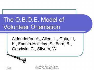 The O'B'O'E' Model of Volunteer Orientation