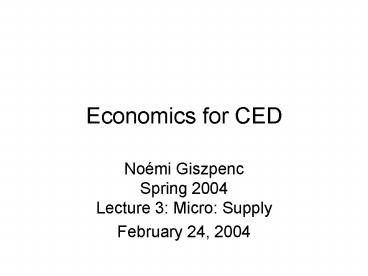 Economics for CED