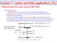 Lecture 7: Lasers and their applications (II)