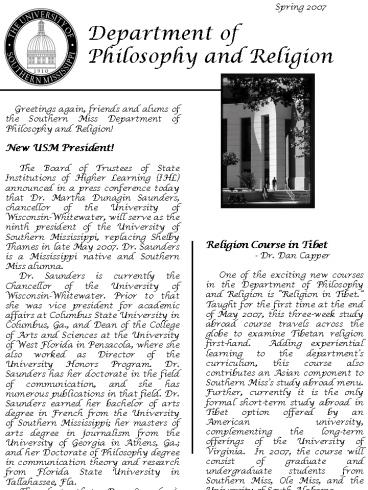 Department of Philosophy and Religion