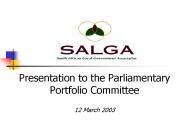 Presentation to the Parliamentary Portfolio Committee