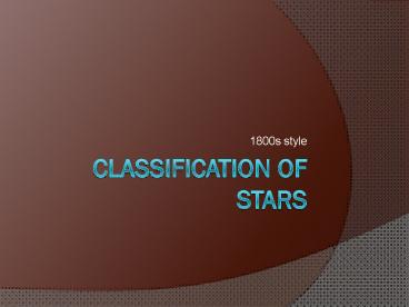 Classification of Stars