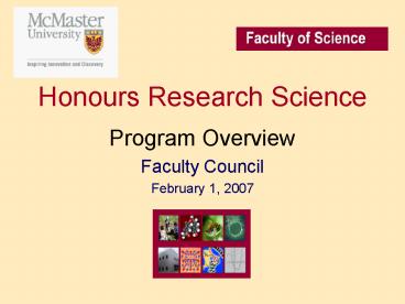 Honours Research Science