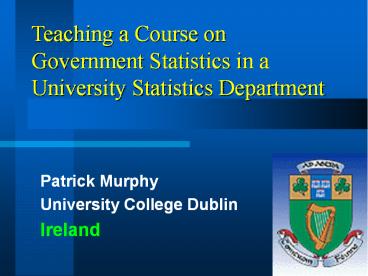 Teaching a Course on Government Statistics in a University Statistics Department