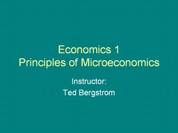 Economics 1 Principles of Microeconomics