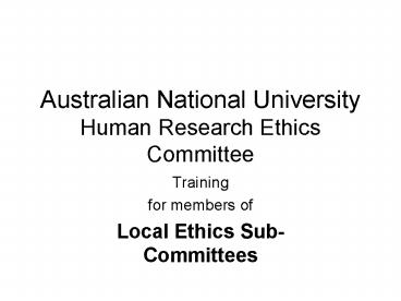 Australian National University Human Research Ethics Committee