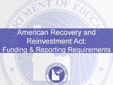 American Recovery and Reinvestment Act: Funding