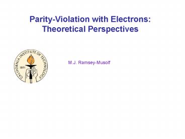 ParityViolation with Electrons: Theoretical Perspectives