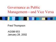 Governance as Public Management