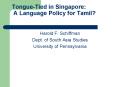 TongueTied in Singapore: A Language Policy for Tamil PowerPoint PPT Presentation