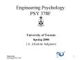 Engineering Psychology PSY 378F PowerPoint PPT Presentation