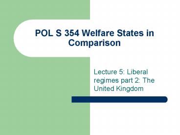 POL S 354 Welfare States in Comparison