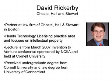 David Rickerby Choate, Hall and Stewart