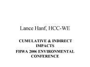 Lance Hanf, HCC-WE