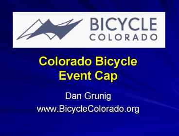 Colorado Bicycle Event Cap