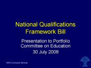 National Qualifications Framework Bill