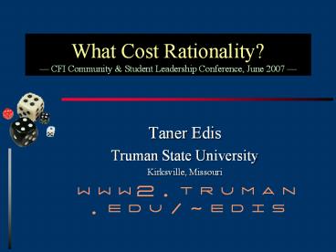 What Cost Rationality CFI Community