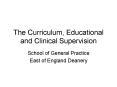 The Curriculum, Educational and Clinical Supervision PowerPoint PPT Presentation