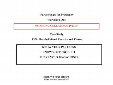 Partnerships for Prosperity