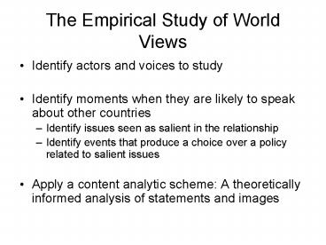 The Empirical Study of World Views