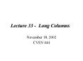 Lecture 33 Long Columns PowerPoint PPT Presentation