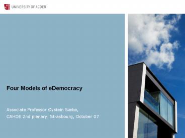 Four Models of eDemocracy