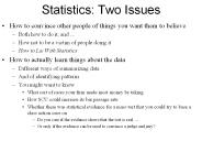 Statistics: Two Issues