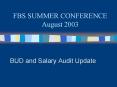 FBS SUMMER CONFERENCE August 2003 PowerPoint PPT Presentation