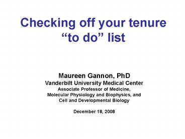 Checking off your tenure to do list