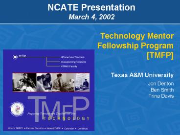 NCATE Presentation March 4, 2002