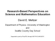 Research-Based Perspectives on Science and Mathematics Education