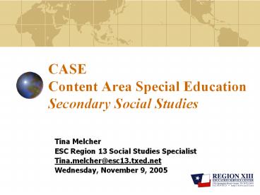 CASE Content Area Special Education Secondary Social Studies